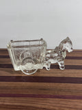 Vintage Jeanette Glass Donkey Cart: Clear Toothpick Holder Candy Dish