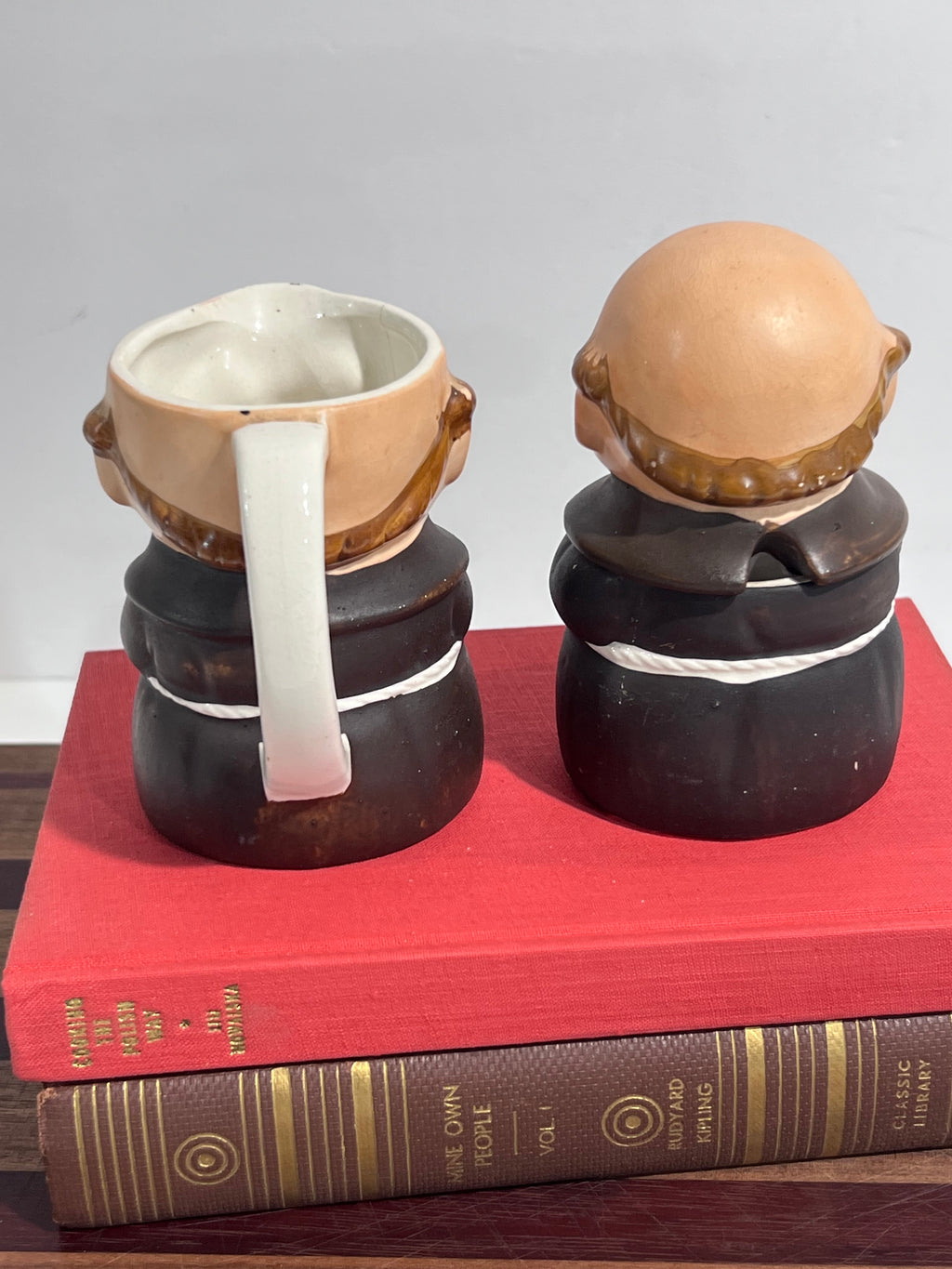 Vintage Monk Creamer & Sugar Jar Friar Tuck Japan Ceramic