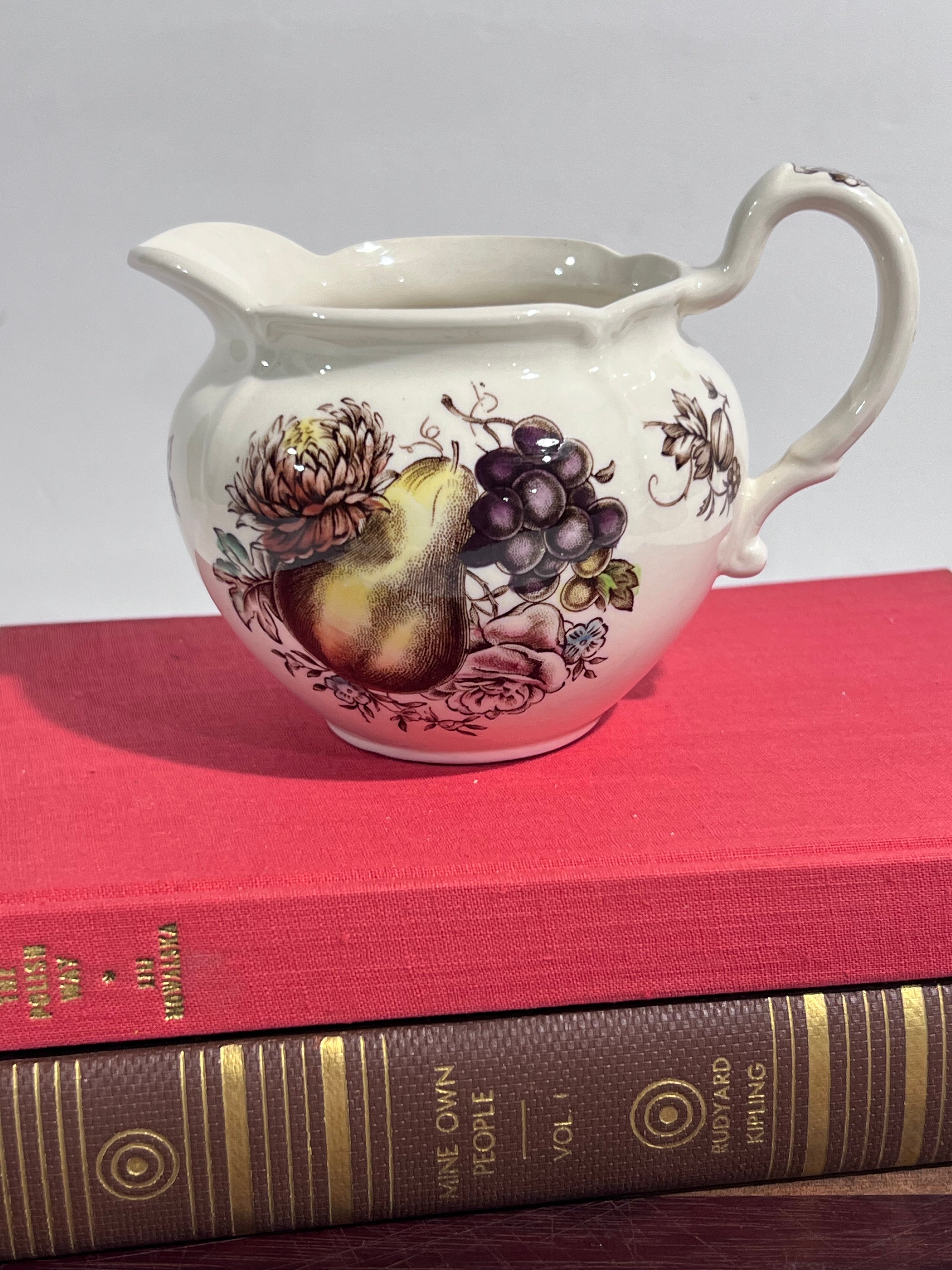 Vintage RARE 1960s England Transferware Johnson Brothers Creamer "Windsor Fruit" fruit and floral motif. windsorware