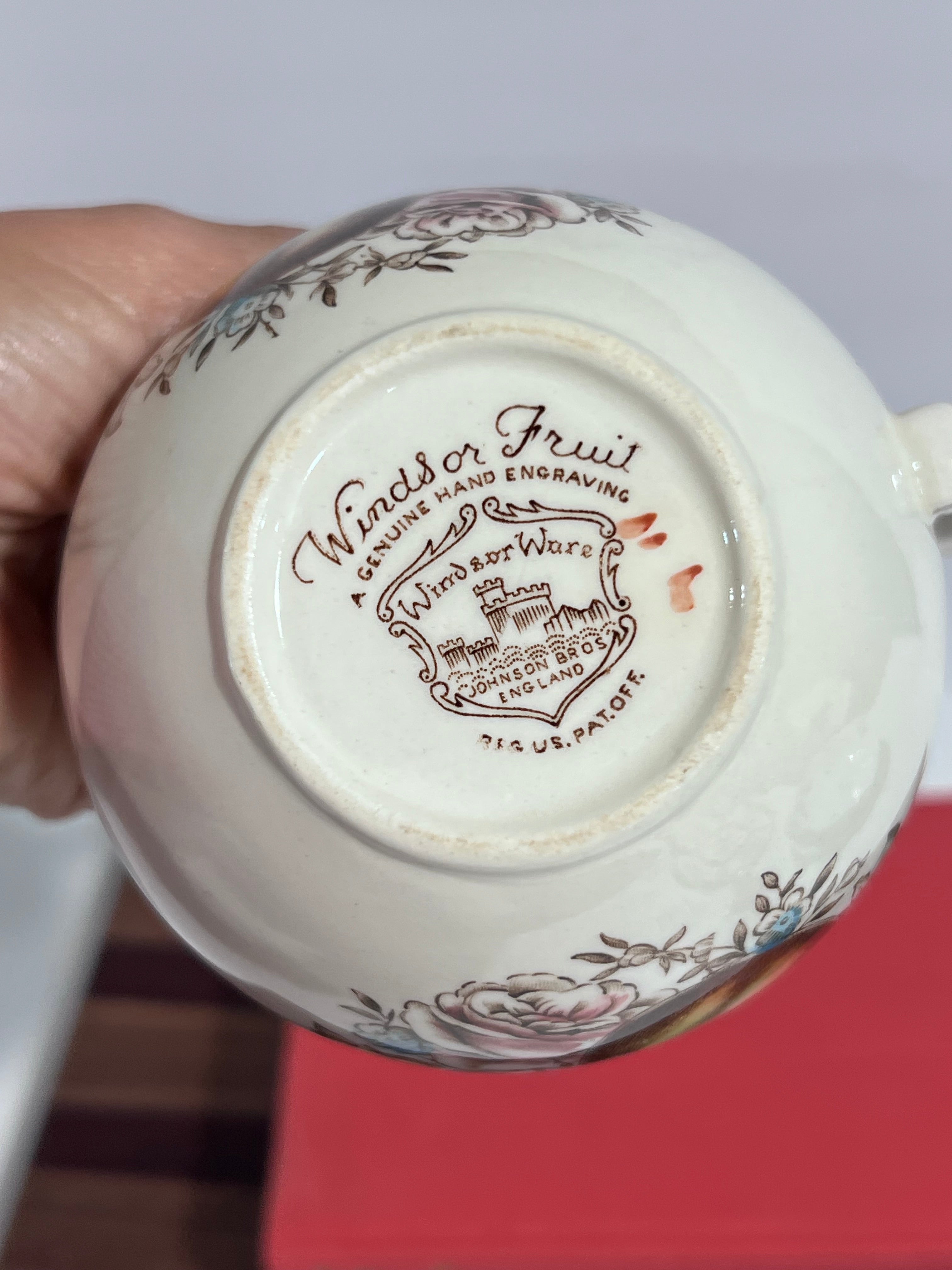 Vintage RARE 1960s England Transferware Johnson Brothers Creamer "Windsor Fruit" fruit and floral motif. windsorware