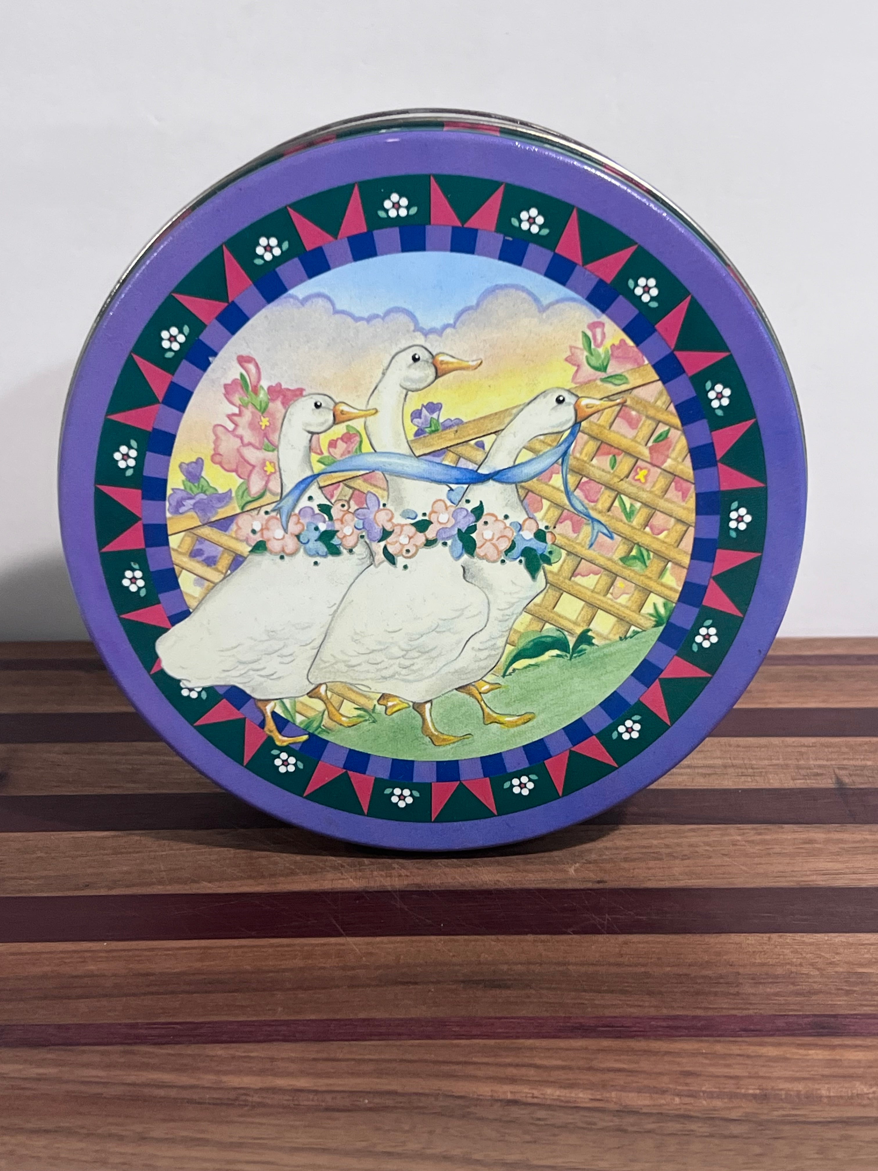 Vintage 1989 Geese Decorative Tin