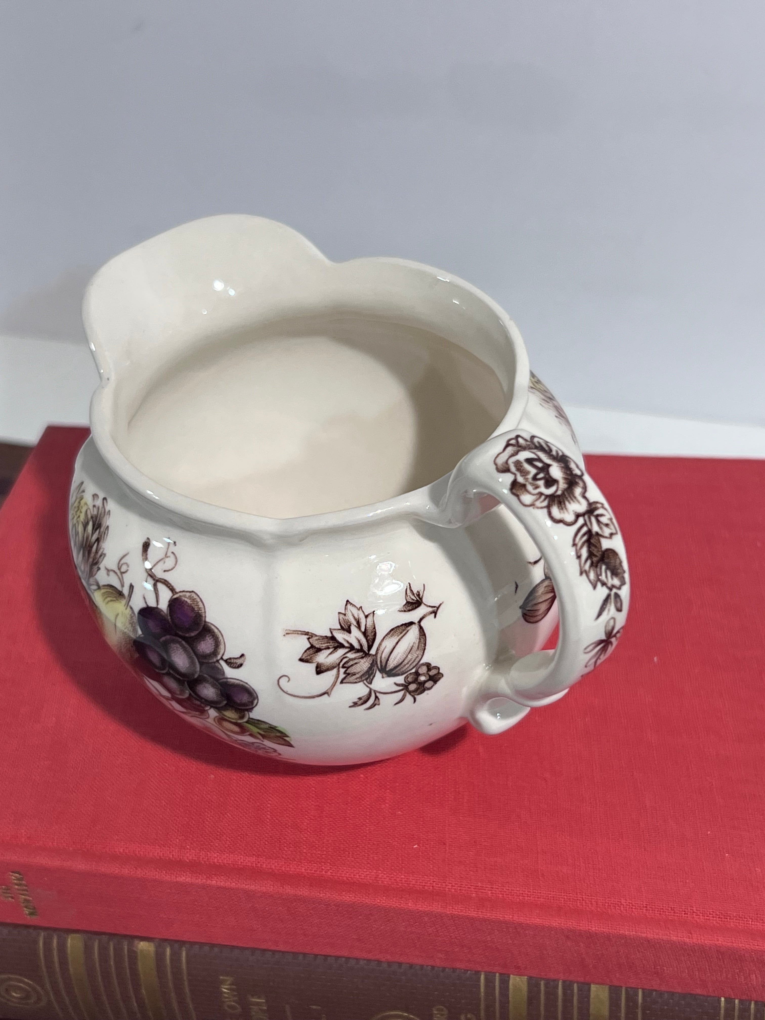 Vintage RARE 1960s England Transferware Johnson Brothers Creamer "Windsor Fruit" fruit and floral motif. windsorware